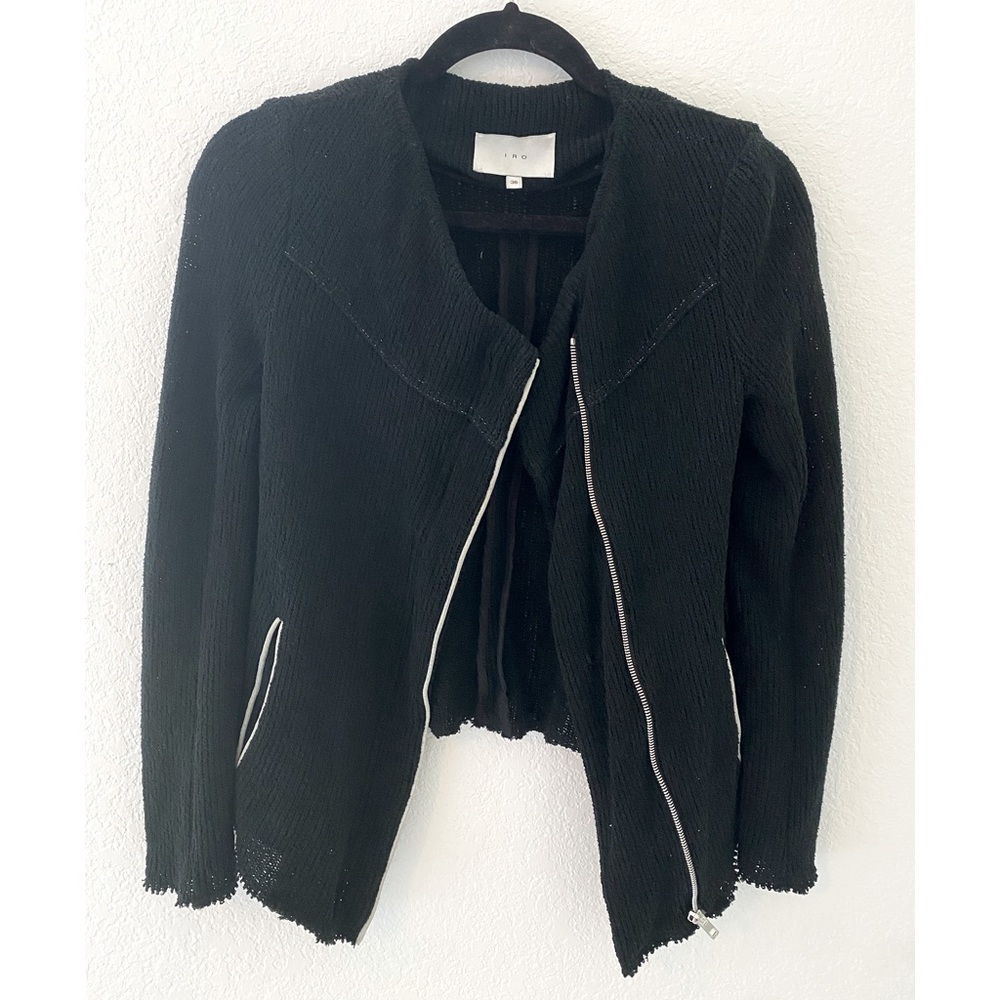 IRO Women’s Black Tweed Jacket with Zipper and Pockets Size:36 Great Con…